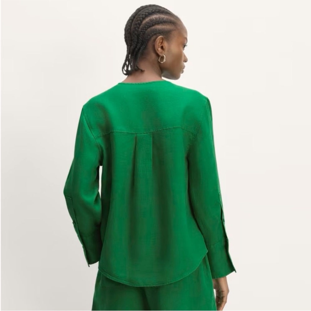 BOGO! Everlane Popover Shirt Flax Linen Grass Green Size Small - Picture 2 of 11